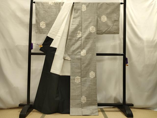 平和屋着物■上質な紬 亀甲花文 正絹 逸品 AABK5827sx