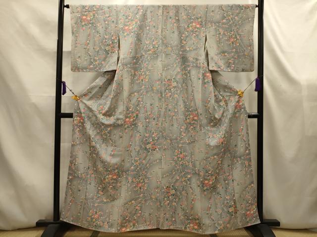 平和屋着物■上質な小紋 枝垂れ花文 暈し染め 正絹 逸品 AABK5832sx