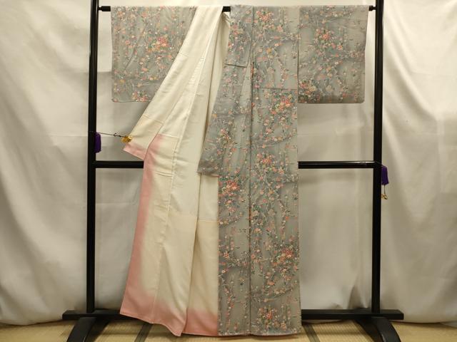 平和屋着物■上質な小紋 枝垂れ花文 暈し染め 正絹 逸品 AABK5832sx