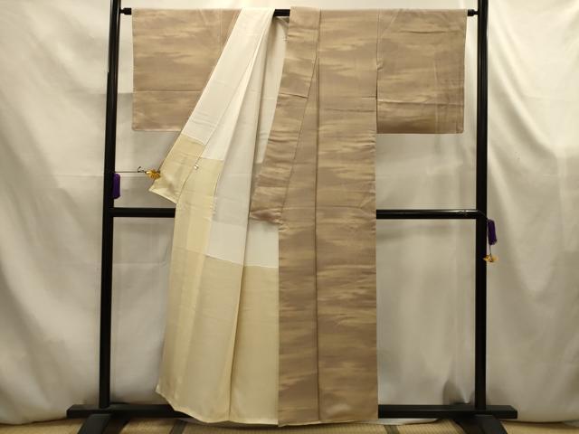 平和屋着物■上質な小紋 お召ちりめん 七彩 雲海ぼかし 反端付き 正絹 逸品 AABK5834sx