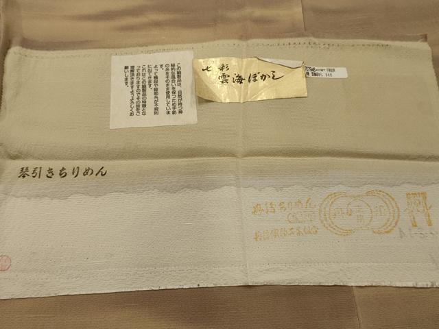 平和屋着物■上質な小紋 お召ちりめん 七彩 雲海ぼかし 反端付き 正絹 逸品 AABK5834sx