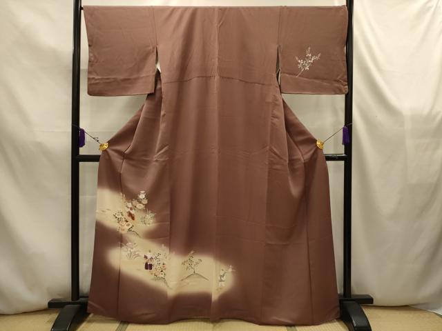 平和屋着物■訪問着 人物風景文 暈し染め 金彩 正絹 逸品 AABK5847sx