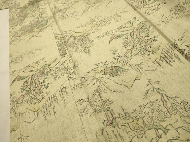 平和屋着物■上質な小紋 紬地 風景文 正絹 逸品 AABK5870sx