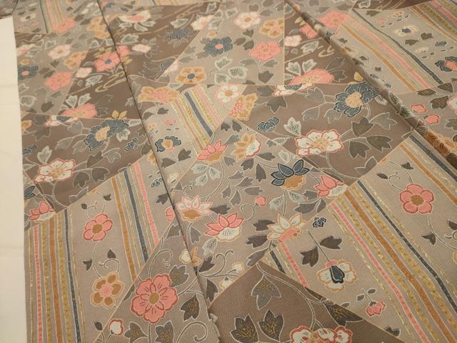 平和屋着物■上質な小紋 裂取り花文 金彩 正絹 逸品 AABK5872sx