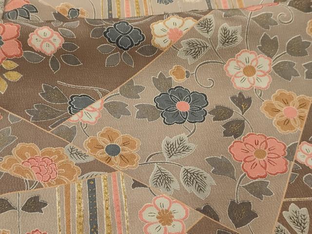 平和屋着物■上質な小紋 裂取り花文 金彩 正絹 逸品 AABK5872sx