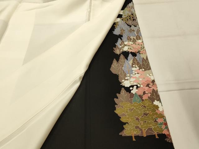 平和屋着物■豪華黒留袖 友禅 作家物 松竹梅飛鶴風景文 正絹 逸品 AABK5874sx