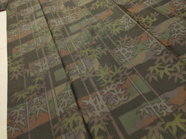 平和屋着物■お召 笹竹文 正絹 逸品 AABK5888sx