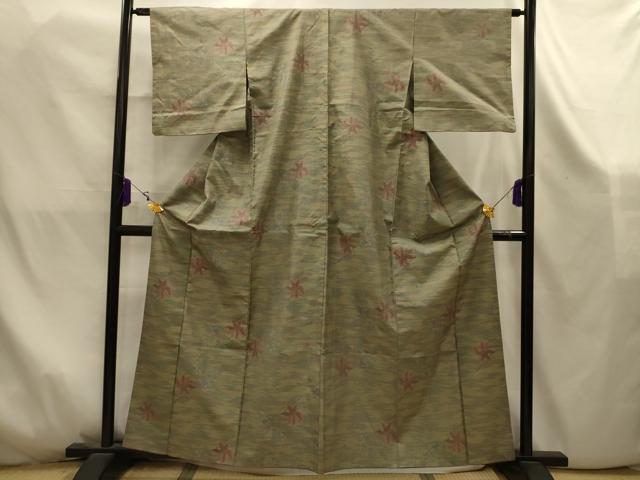 平和屋着物■本場大島紬 枝花文 正絹 逸品 AABK5890sx