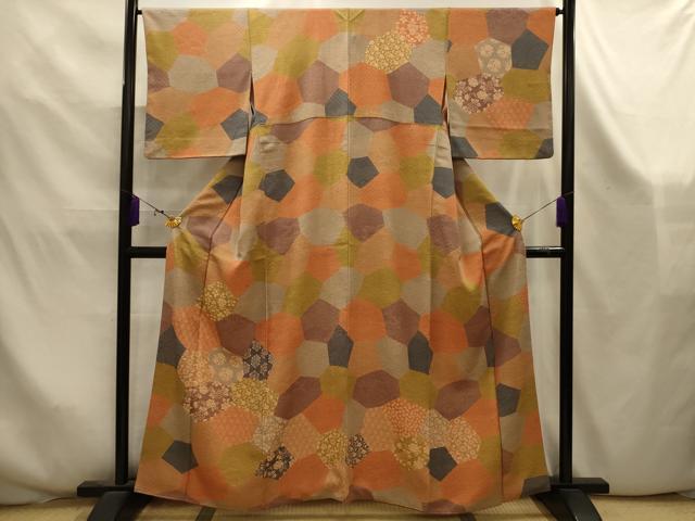平和屋着物■訪問着 亀甲草花文 正絹 逸品 AABK5893sx