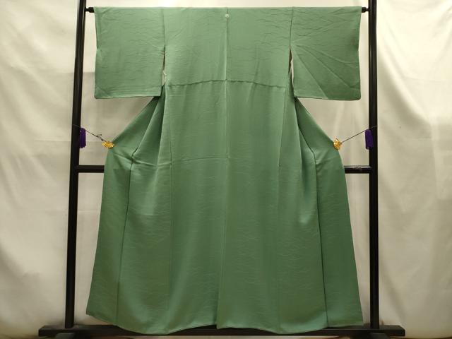 平和屋着物■上質な色無地 芝地紋 柳染色 正絹 逸品 AABK5897sx
