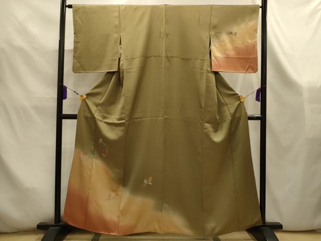平和屋着物■訪問着 刺繍 流水花文 暈し染め 金彩 正絹 逸品 AABK5898sx