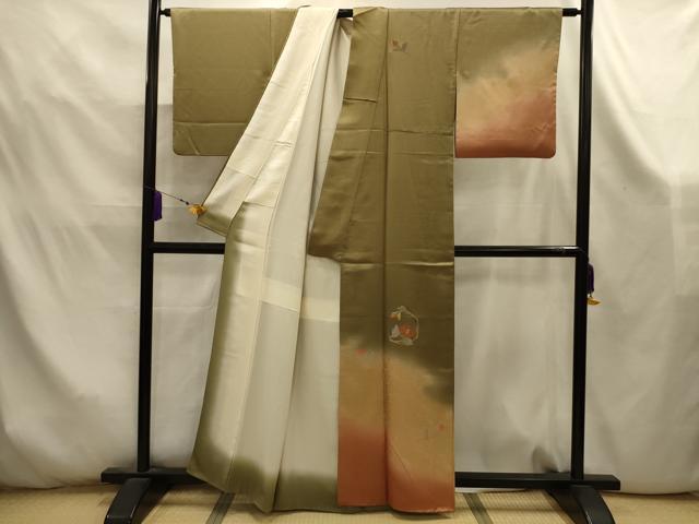 平和屋着物■訪問着 刺繍 流水花文 暈し染め 金彩 正絹 逸品 AABK5898sx