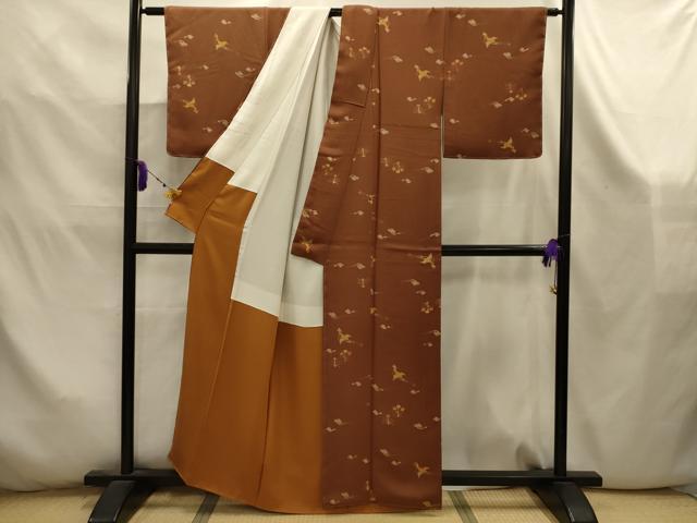 平和屋着物■上質な小紋 鳳凰花文 正絹 逸品 AABK5899sx