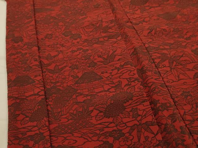 平和屋着物■羽織 型染め 風景文 鬼しぼ縮緬 正絹 逸品 AABK5900sx
