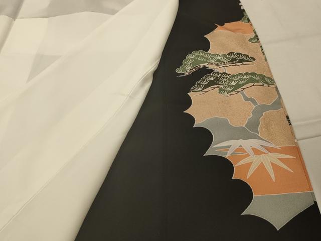 平和屋着物■豪華黒留袖 花鳥文 金彩 正絹 逸品 AABK5909sx