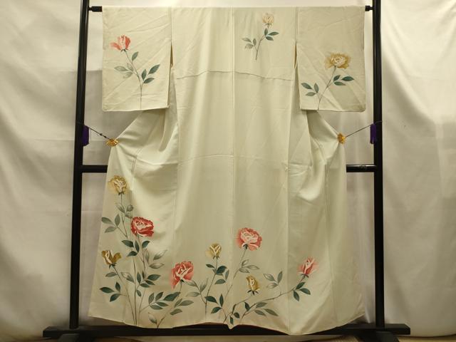 平和屋着物■訪問着 手描き 草花文 正絹 逸品 AABK5912sx