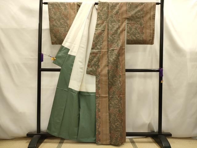 平和屋着物■上質な紬 草花間道 正絹 逸品 AABK5943sx