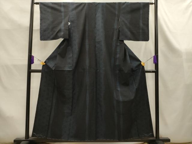 平和屋着物■結城紬 100亀甲 麻の葉よろけ間道 正絹 逸品 AABK5948sx