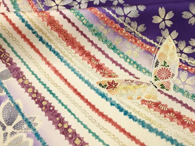 平和屋着物■訪問着 花蝶文 金銀彩 正絹 逸品 AABK5963sx