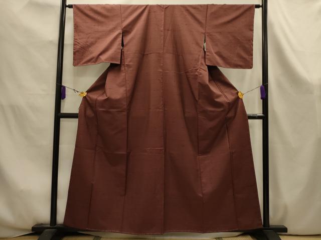 平和屋着物■上質な紬 霞文 焦茶色 正絹 逸品 AABK5964sx