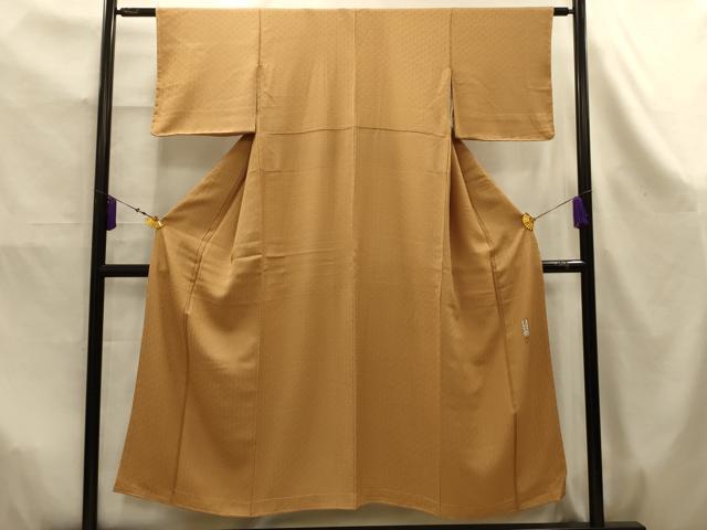 平和屋着物■上質な色無地 三度染 作家物 毘沙門亀甲地紋 香染色 銀座おゝぎ屋扱い 正絹 逸品 AABK5967sx