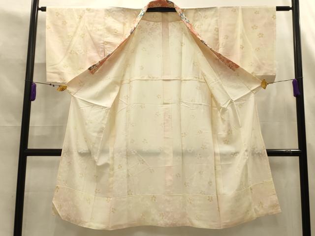 平和屋着物■長襦袢 無双仕立て 舞桜文 半衿刺繍 正絹 逸品 AABK5994sx