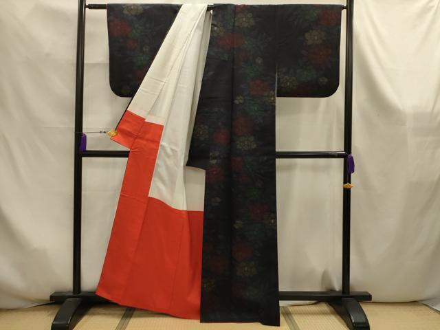 平和屋着物■上質な紬 草花文 正絹 逸品 AABK5998sx