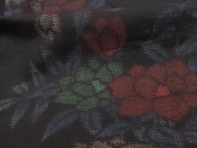 平和屋着物■上質な紬 草花文 正絹 逸品 AABK5998sx