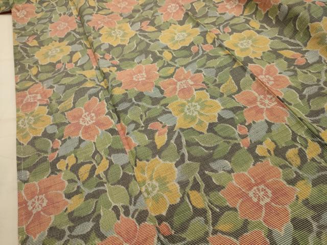平和屋着物■上質な紬 草花文 正絹 逸品 AABK6002sx