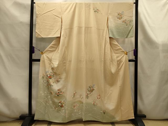 平和屋着物■訪問着 松皮菱花文 暈し染め 金銀彩 正絹 逸品 AABK6017sx