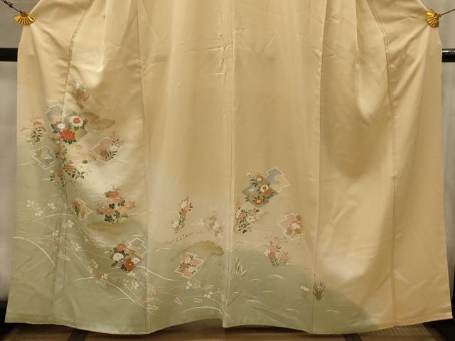 平和屋着物■訪問着 松皮菱花文 暈し染め 金銀彩 正絹 逸品 AABK6017sx