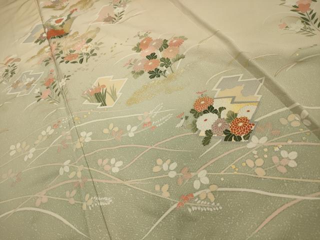 平和屋着物■訪問着 松皮菱花文 暈し染め 金銀彩 正絹 逸品 AABK6017sx