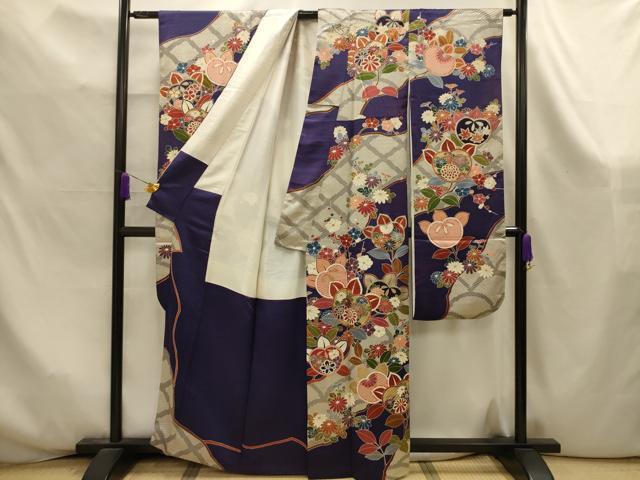 平和屋着物■豪華振袖 駒刺繍 草花文 金彩 正絹 逸品 AABK6019sx