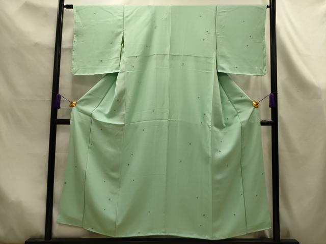 平和屋着物■上質な小紋 地紋起こし 草花文 金糸 正絹 逸品 AABK6021sx