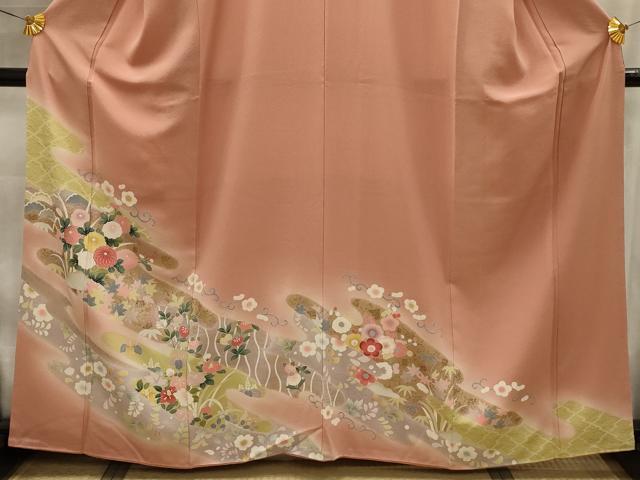 平和屋着物■訪問着 霞花文 暈し染め 金彩 正絹 逸品 AABK6024sx