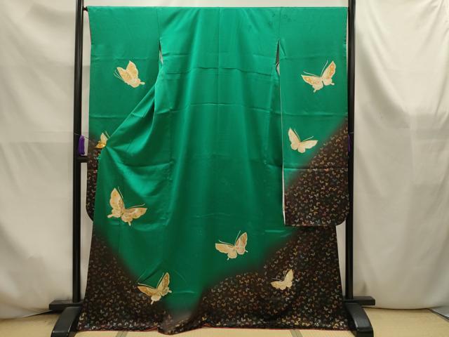 平和屋着物■豪華振袖 駒刺繍 舞蝶文 暈し染め 金彩 正絹 逸品 AABK6026sx