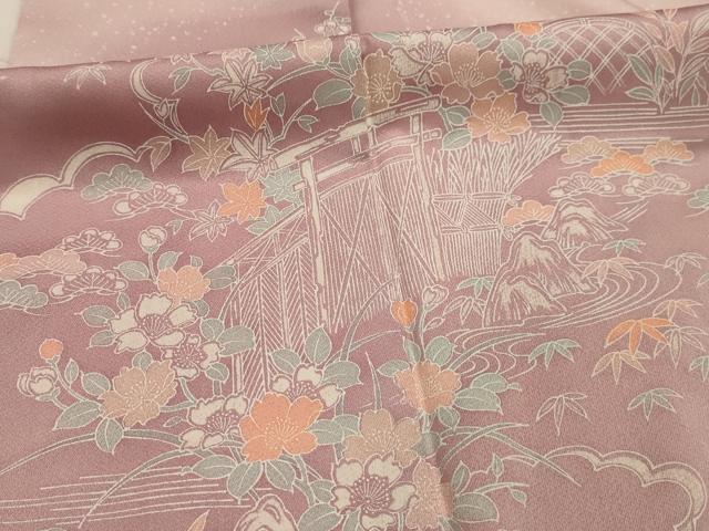 平和屋着物■訪問着 松竹梅風景文 暈し染め 正絹 逸品 AABK6027sx