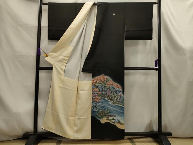 平和屋着物■豪華黒留袖 風景文 暈し染め 正絹 逸品 AABK6028sx