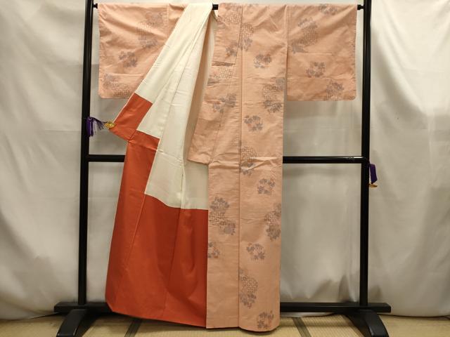 平和屋着物■上質な紬 七宝花丸文 正絹 逸品 AABK6031sx