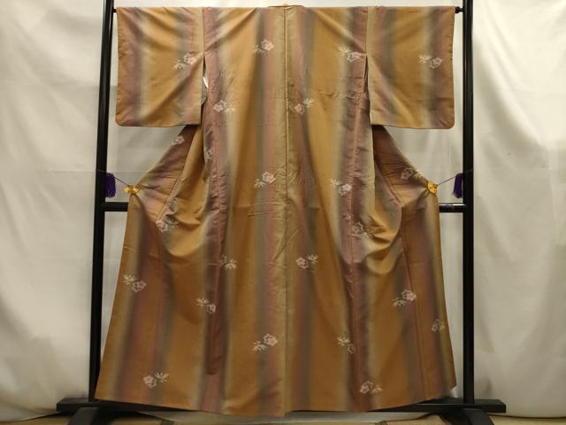 平和屋着物■上質な紬 草花文 正絹 逸品 AABK6036sx