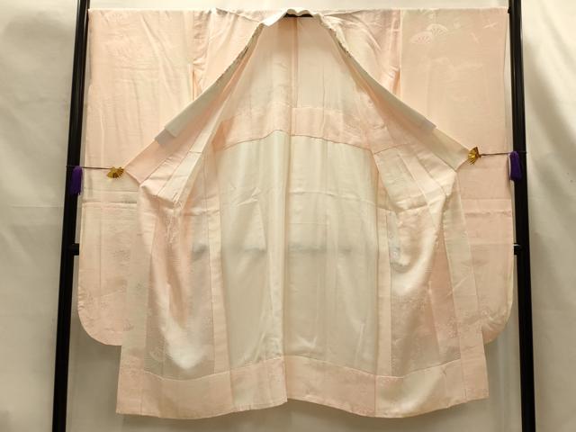 平和屋着物■長襦袢 無双仕立て 片輪車飛鶴花文 暈し染め 半衿刺繍 正絹 逸品 AABK6064sx