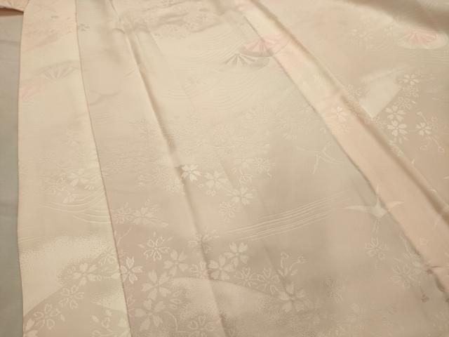 平和屋着物■長襦袢 無双仕立て 片輪車飛鶴花文 暈し染め 半衿刺繍 正絹 逸品 AABK6064sx