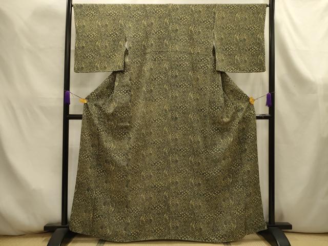 平和屋着物■上質な小紋 鳥獣花丸文 鬼しぼ縮緬 正絹 逸品 AABK6067sx