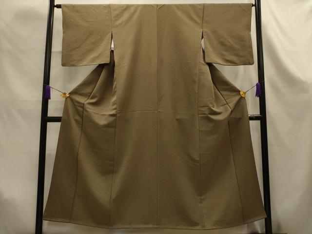 平和屋着物■上質な色無地 花菱地紋 媚茶色 正絹 逸品 AABK6068sx