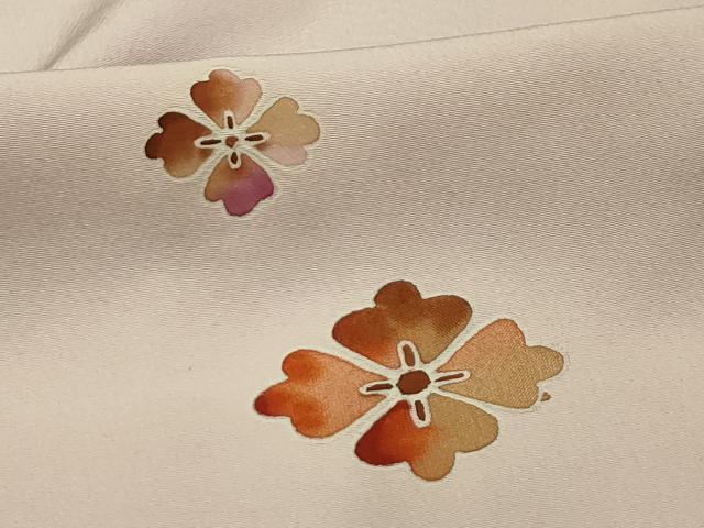 平和屋着物■上質な小紋 舞花文 暈し染め 正絹 逸品 AABK6074sx