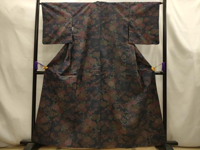 平和屋着物■上質な紬 枝花文 正絹 逸品 AABK6078sx