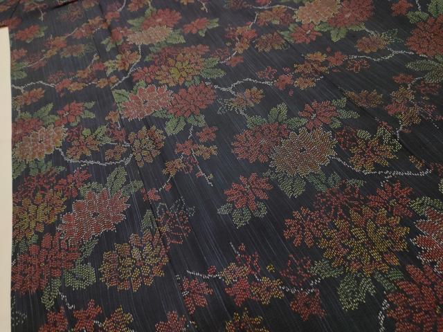 平和屋着物■上質な紬 枝花文 正絹 逸品 AABK6078sx