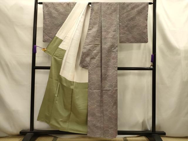 平和屋着物■上質な紬 亀甲文 正絹 逸品 AABK6081sx