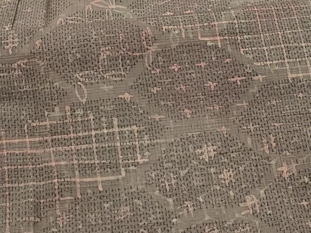平和屋着物■上質な紬 亀甲文 正絹 逸品 AABK6081sx