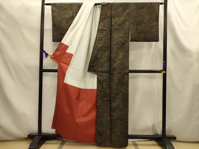 平和屋着物■上質な紬 樹林文 正絹 逸品 AABK6082sx
